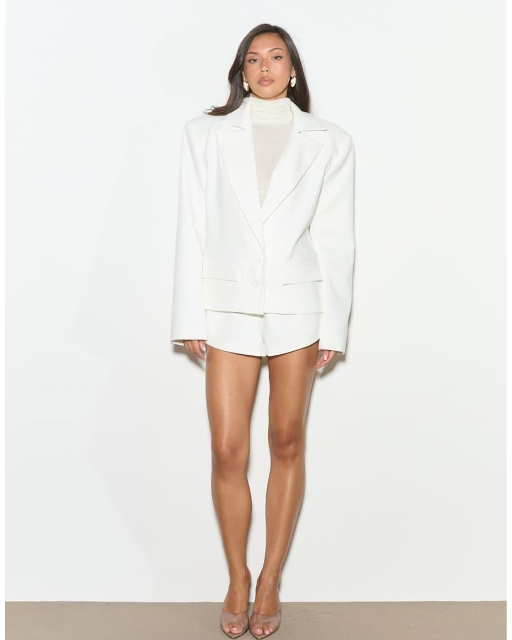 Noughts & Kisses White Sacha Structured Boxy Blazer