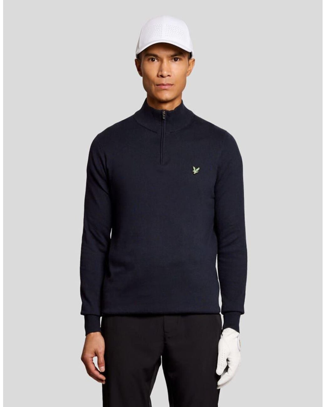 Lyle & Scott Blue Mid Knits Golf Polyblend Quarter Zip Jumper for men
