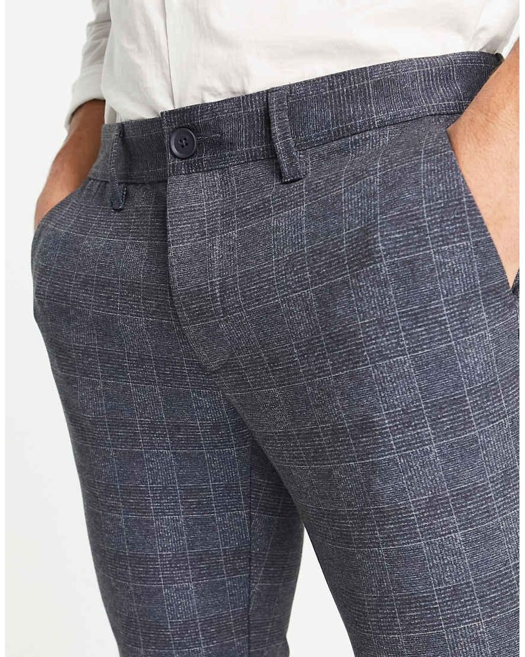 Only & Sons Blue Slim Fit Jersey Trousers for men
