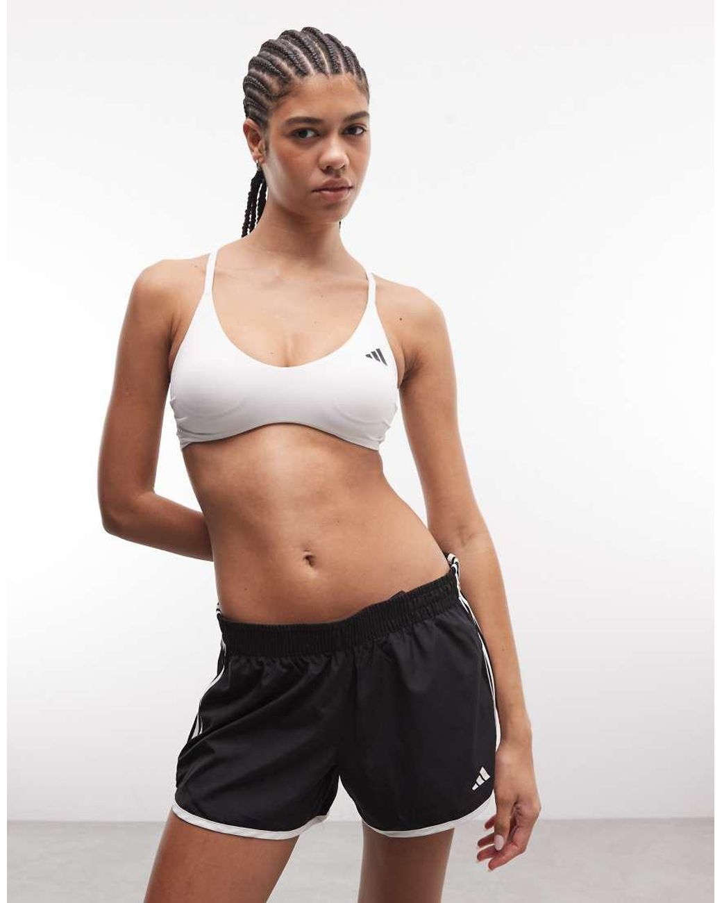 Adidas Originals White Adidas Training Optime Essentials Light Support Sports Bra