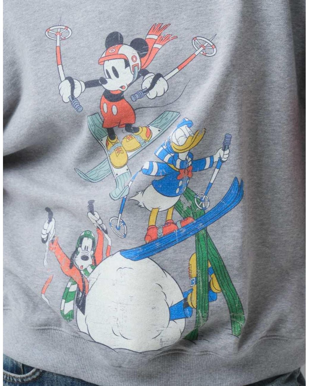 ASOS Red Disney Sweatshirt With Mickey And Friends Ski Print With Pleat Sleeve Detail