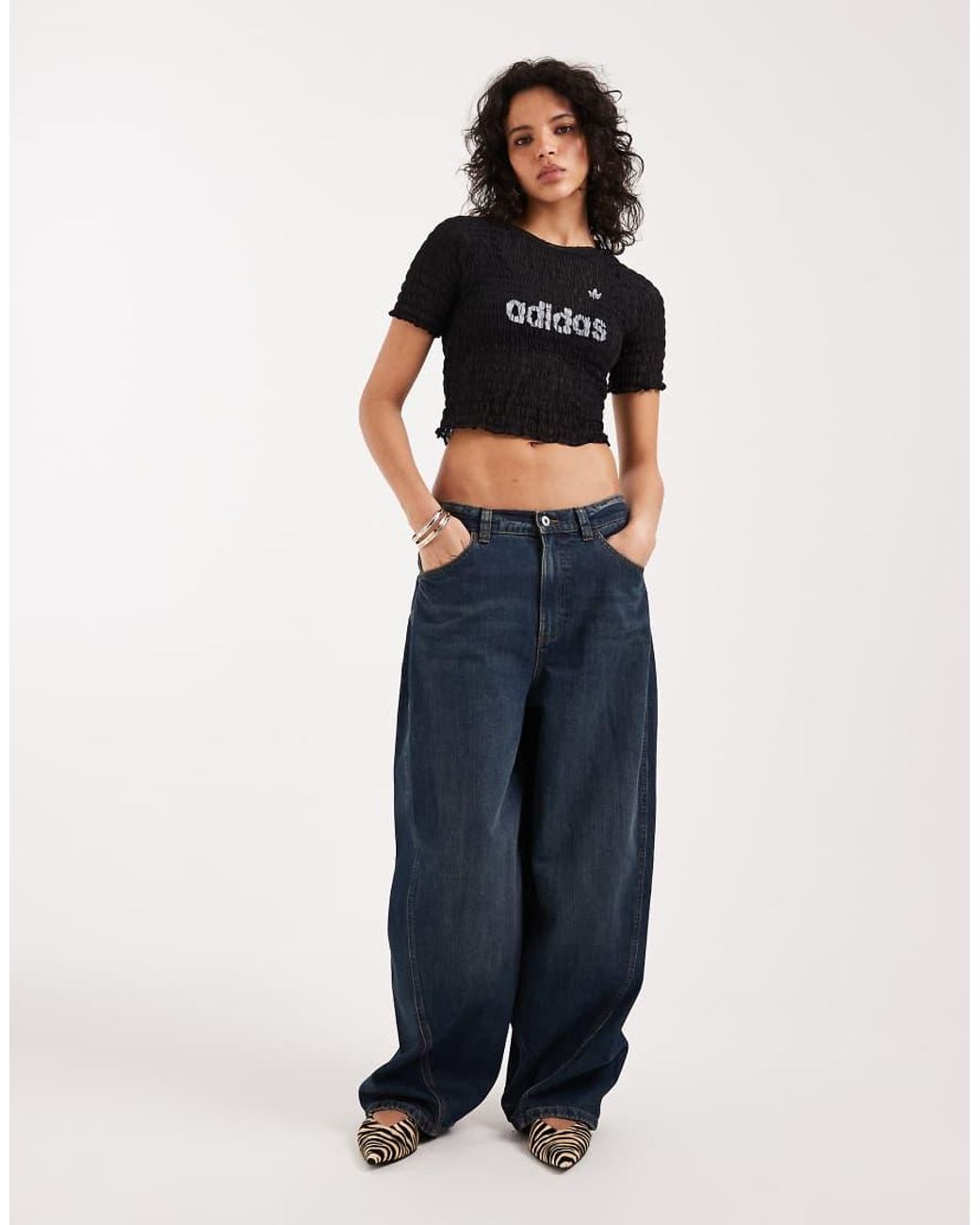 Adidas Originals Black Smocked T-Shirt