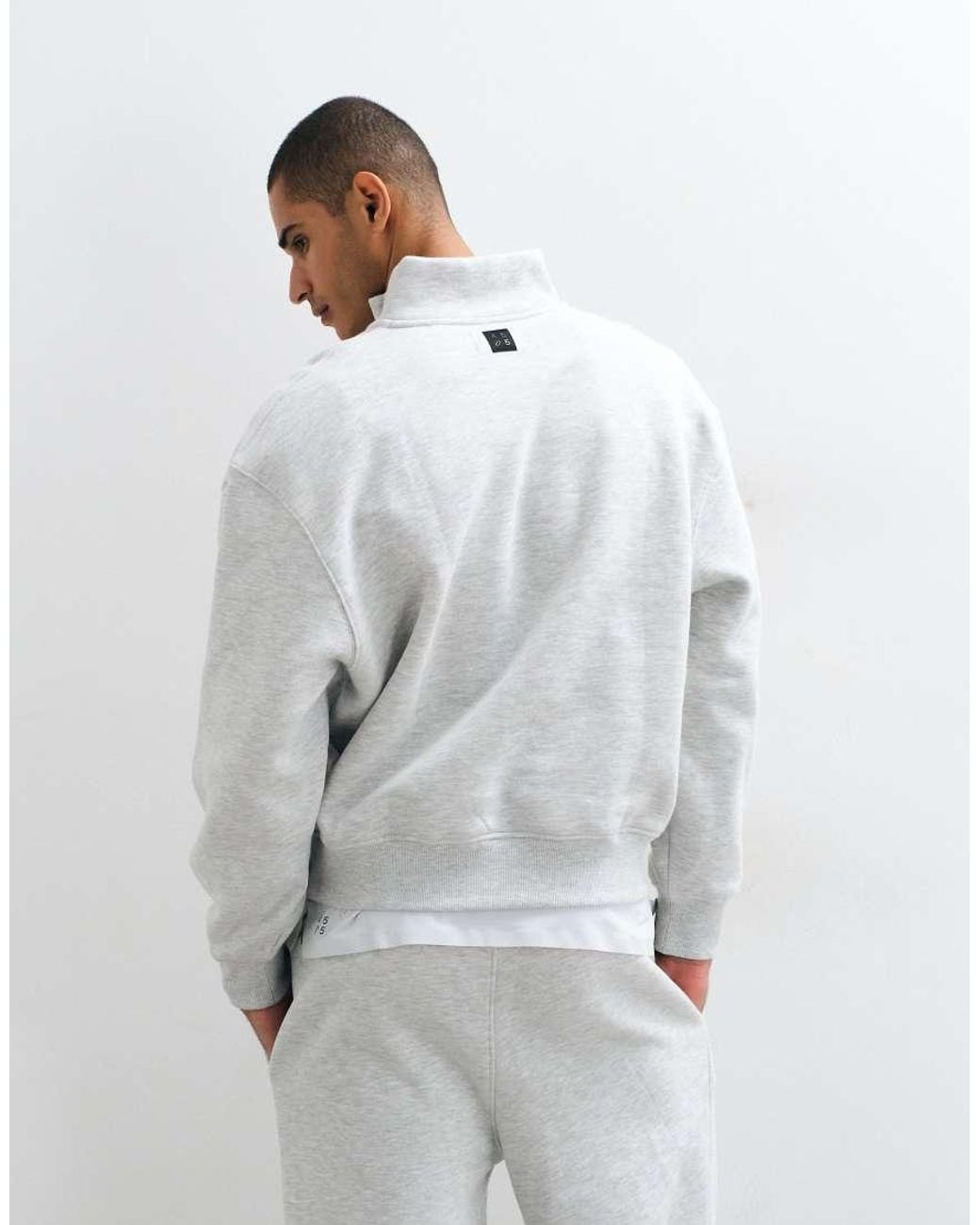 4505 White Rest Day 400Gsm Heavyweight Cotton Boxy 1/4 Zip Sweat for men