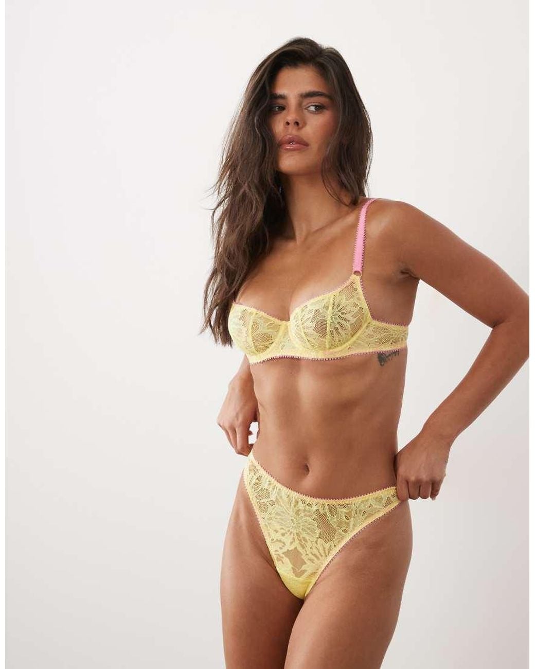 Dora Larsen Brown Cosima All Over Lace Thong