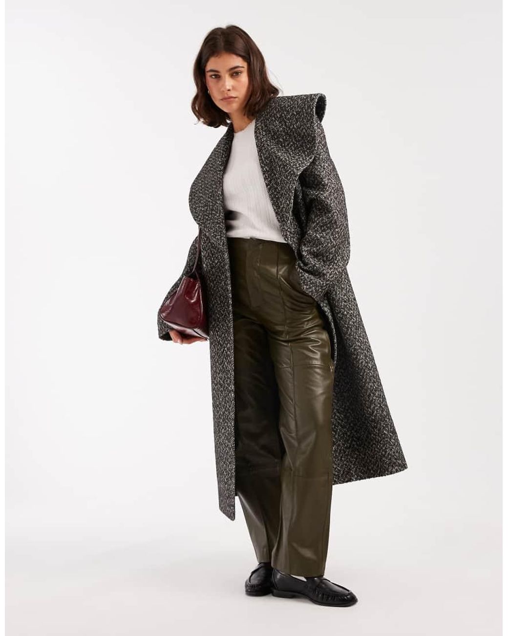 Miss Selfridge Gray Formal Shawl Collar Wrap Coat