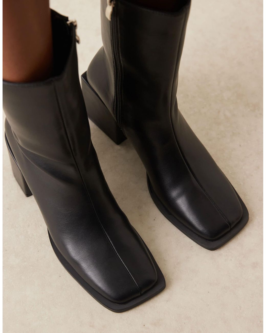 Glamorous Black Block Heel Square Toe Boots