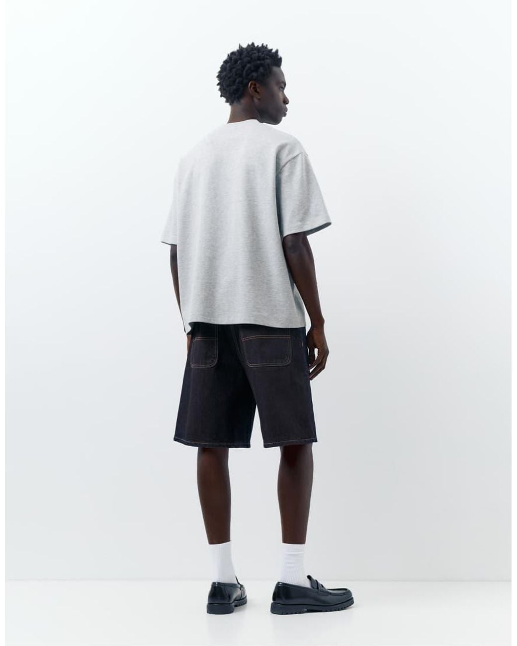 Pull&Bear Blue Baggy Relaxed Fit Denim Bermuda Shorts for men