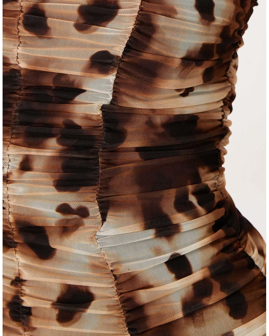 Top froncé en tulle avec décolleté en cœur - imprimé animal ASOS en coloris Black