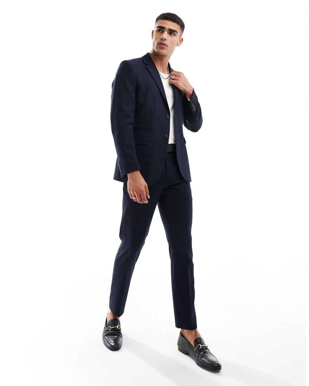 SELECTED Blue Wool Blend Slim Fit Suit Jacket for men