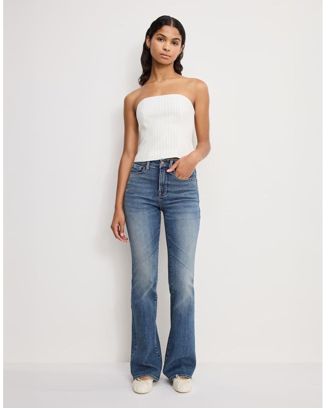 GOOD AMERICAN Blue Good Standard Bootcut Jeans