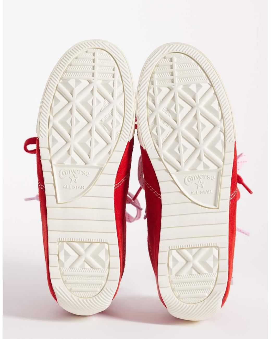 Converse Red Chuck Taylor Lo Trainers With Double Lace