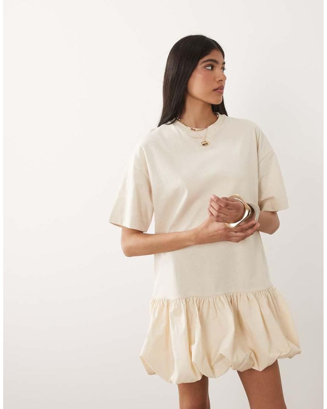 Miss Selfridge Natural Drop Waist Bubble Hem Mini Dress