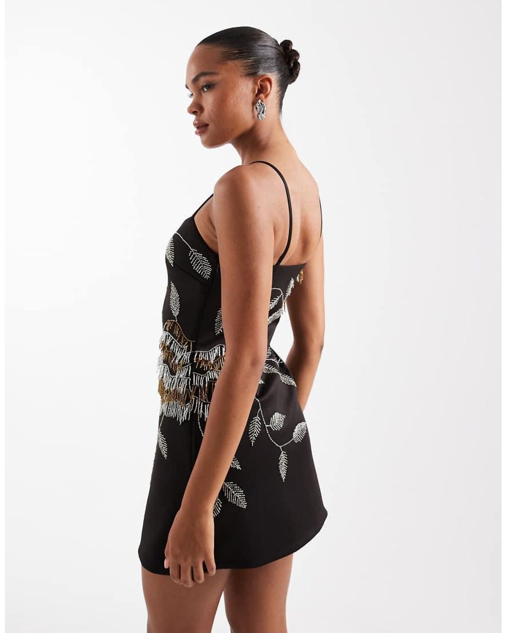ASOS Black Embellished Beaded Mini Dress
