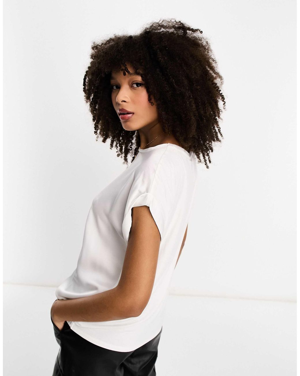 Vila White Satin Front Top