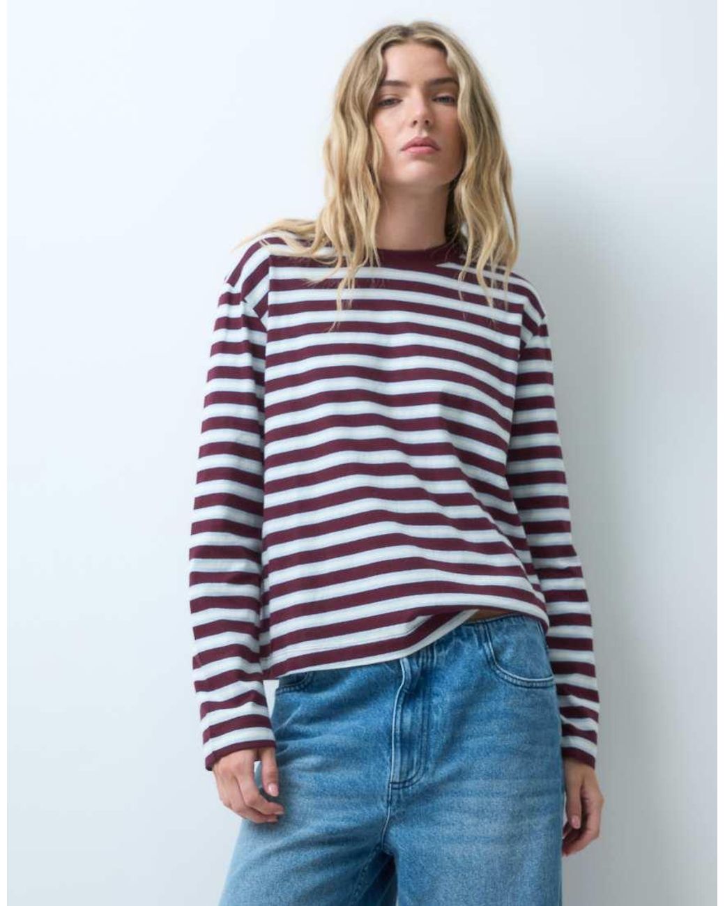 JJXX Blue Long Sleeve Boxy T-Shirt