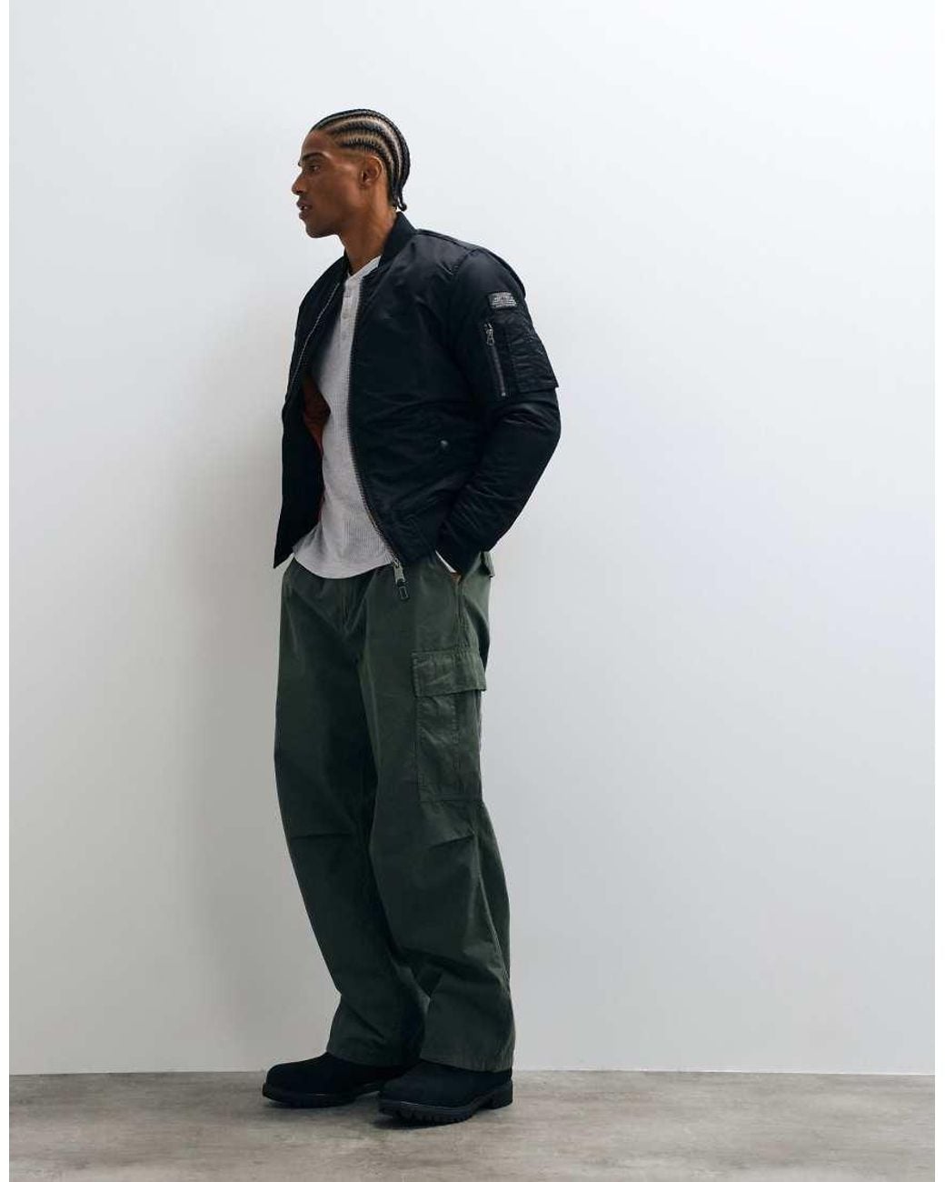 Schott Nyc Blue Padded Nylon Bomber Jacket for men