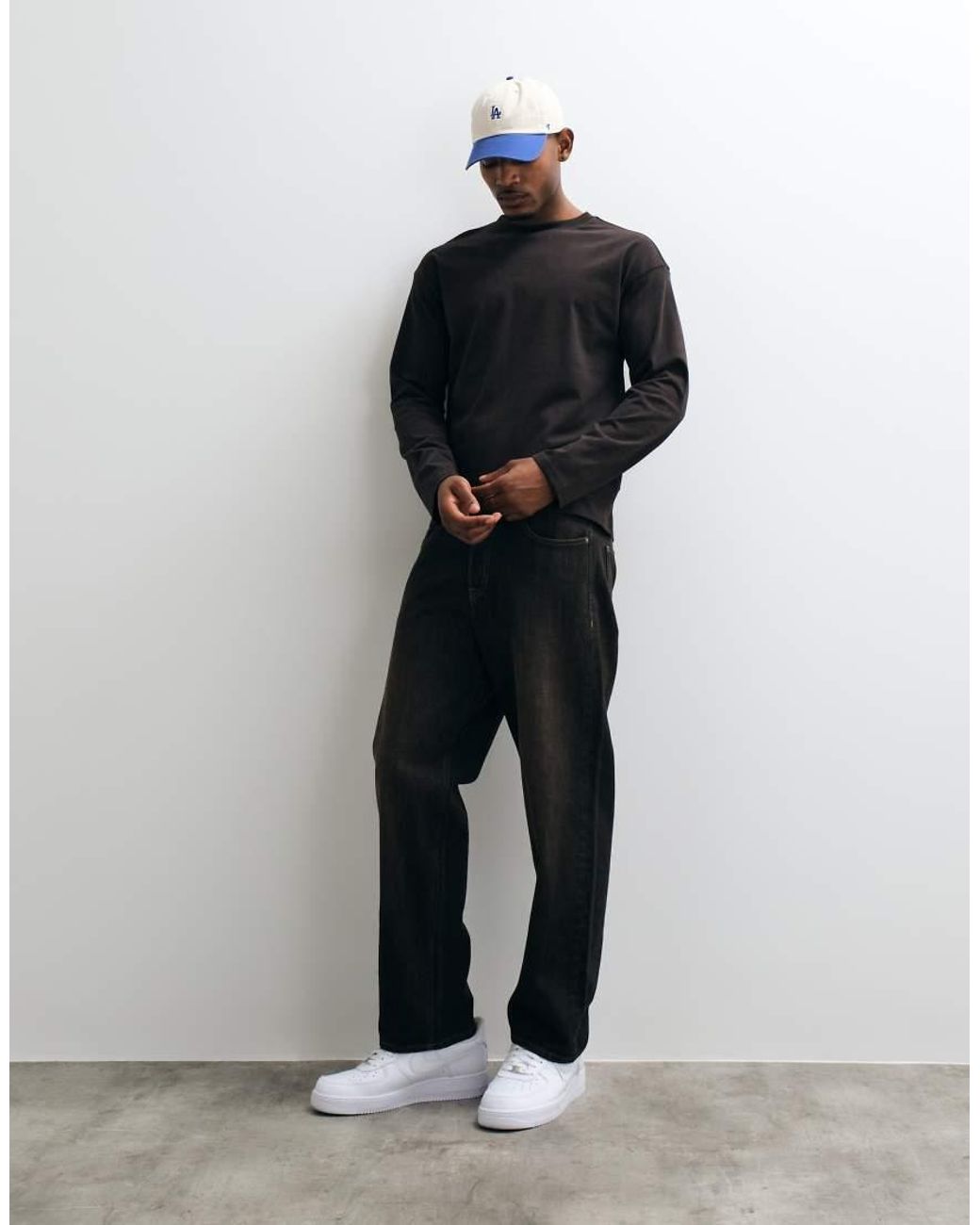 Weekday Recht T-Shirt Met Lange Mouwen in het Black voor heren