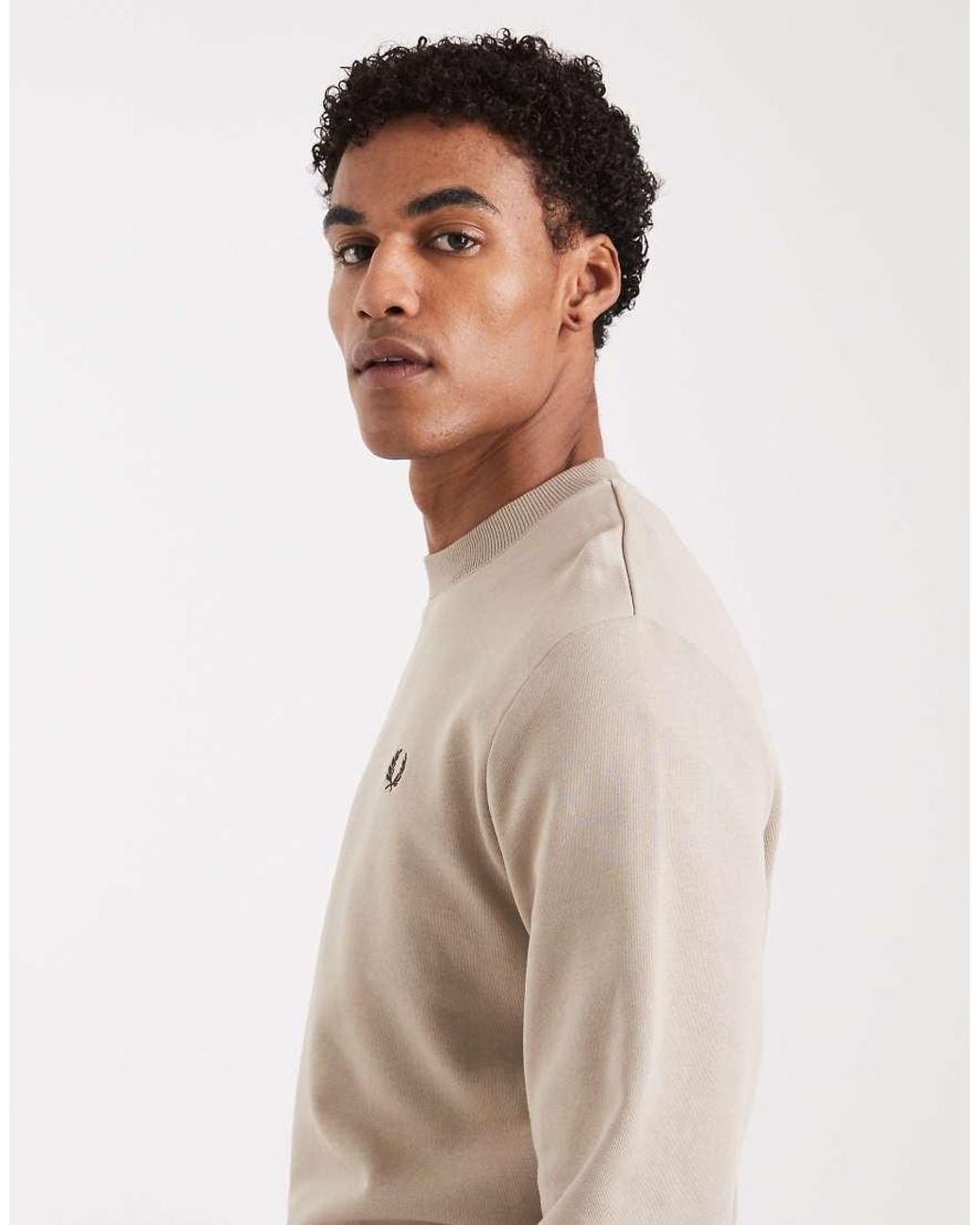 Fred Perry Natural Tipped Crew Neck Sweatshirt for men
