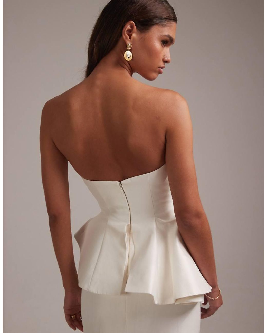 ASOS Brown Structured Overlay Wedding Dress With Pencil Skirt