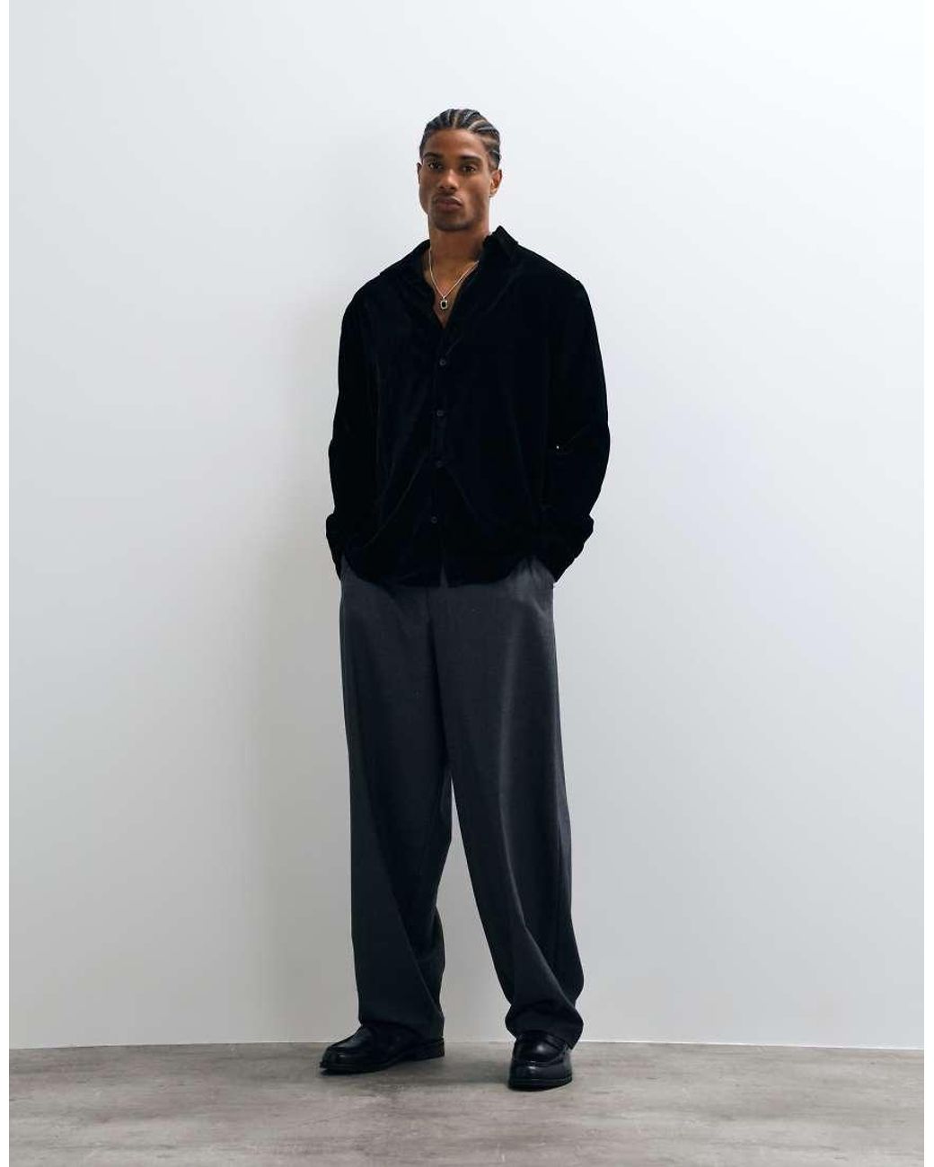 ASOS Blue Relaxed Velvet Shirt for men