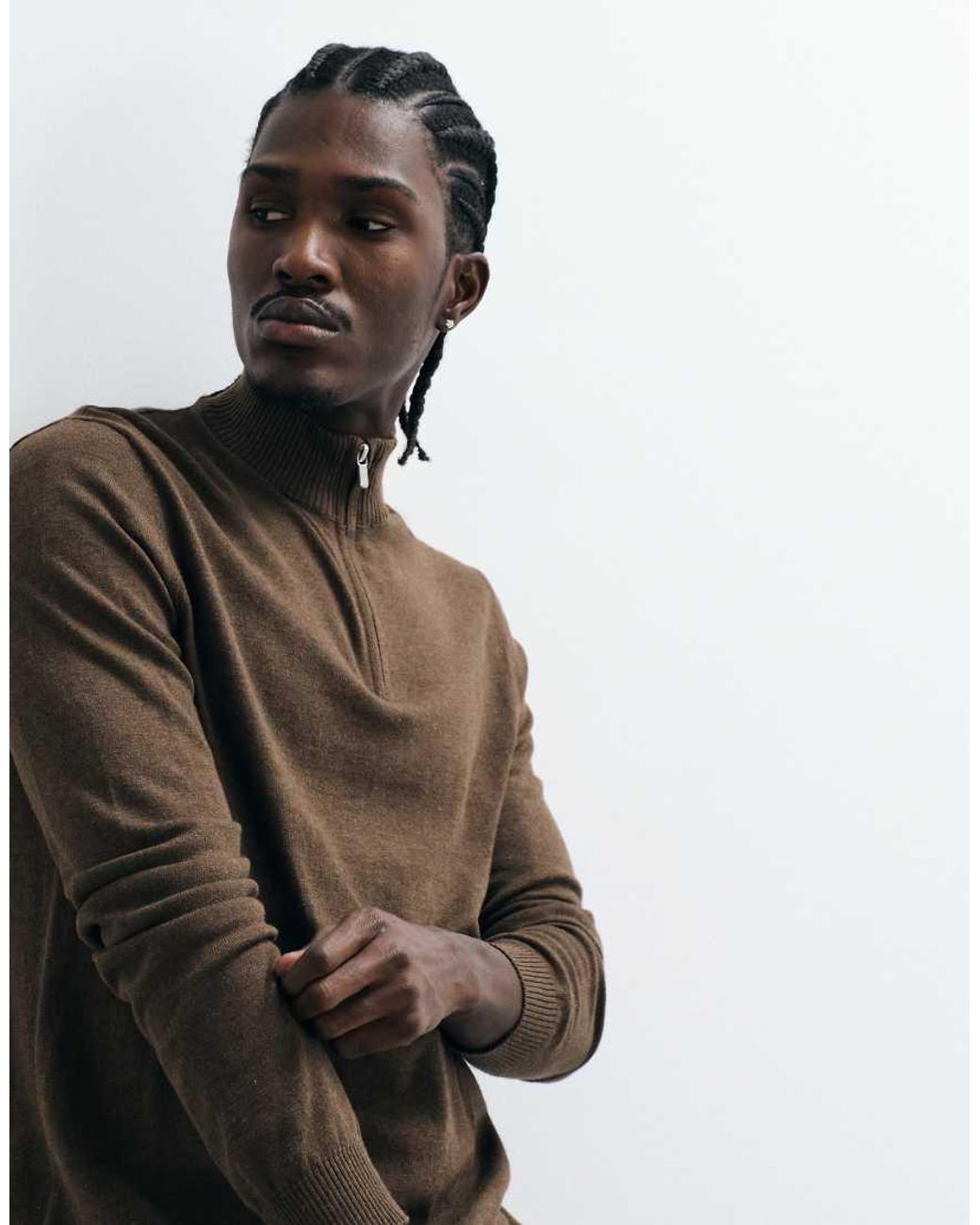 Only & Sons Black 1/4 Zip Knit Sweater for men