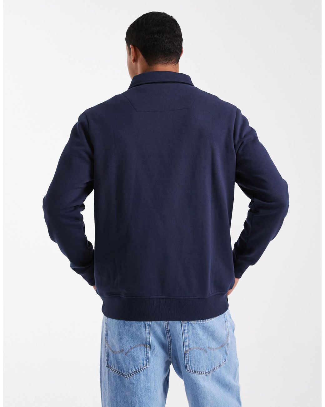 Sweat molletonné à col zippé Threadbare pour homme en coloris Blue