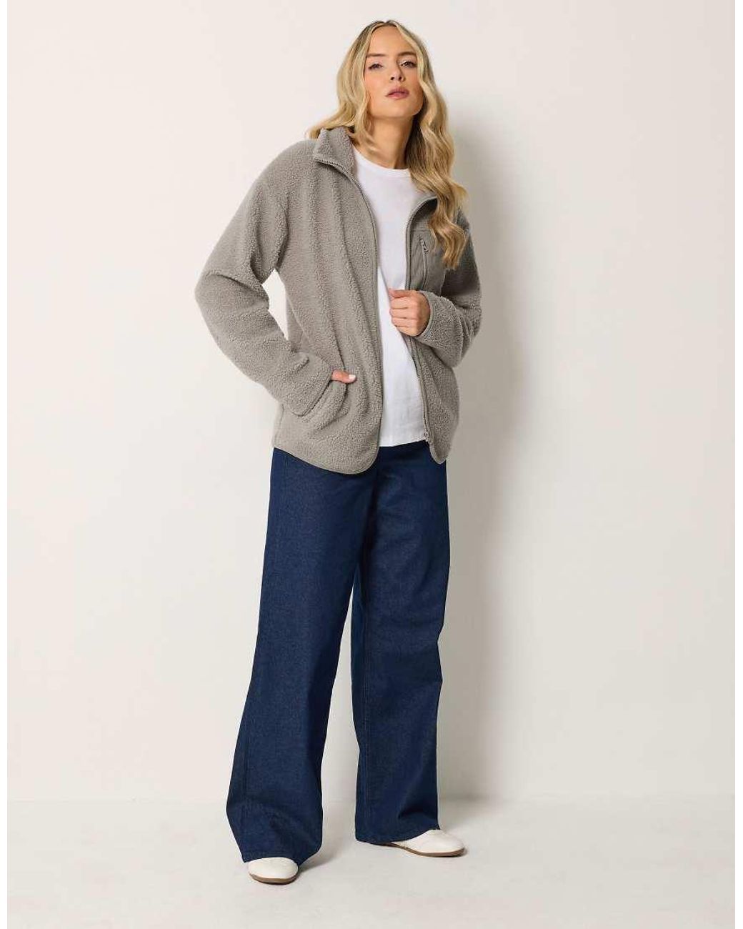 Long Tall Sally Natural Zip Through Fleece Jacket