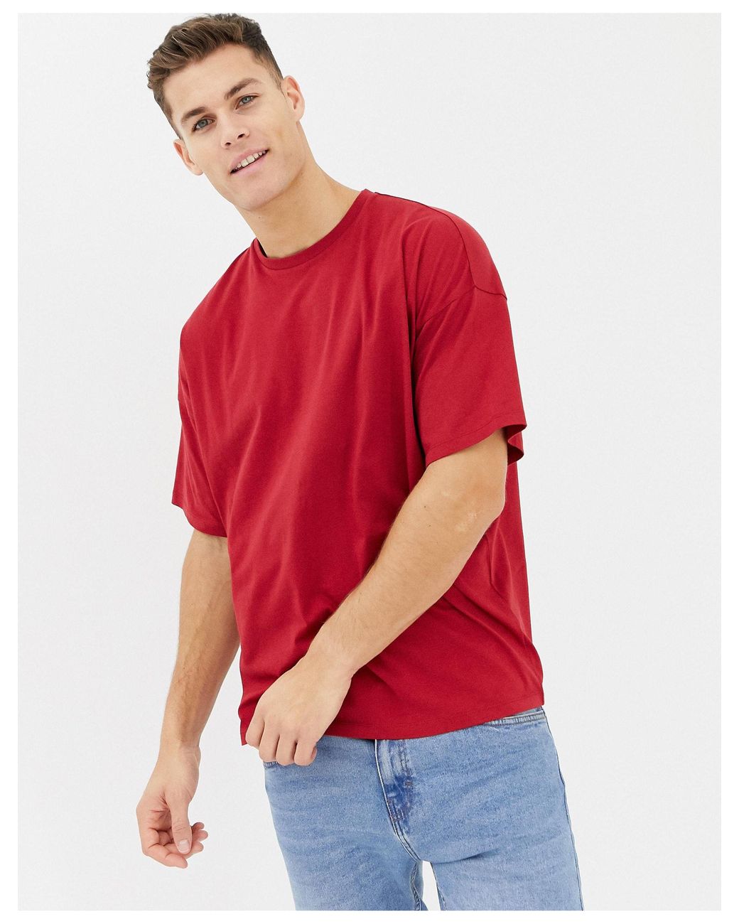 ASOS Oversized Baseball Jersey Shirt in Red for Men