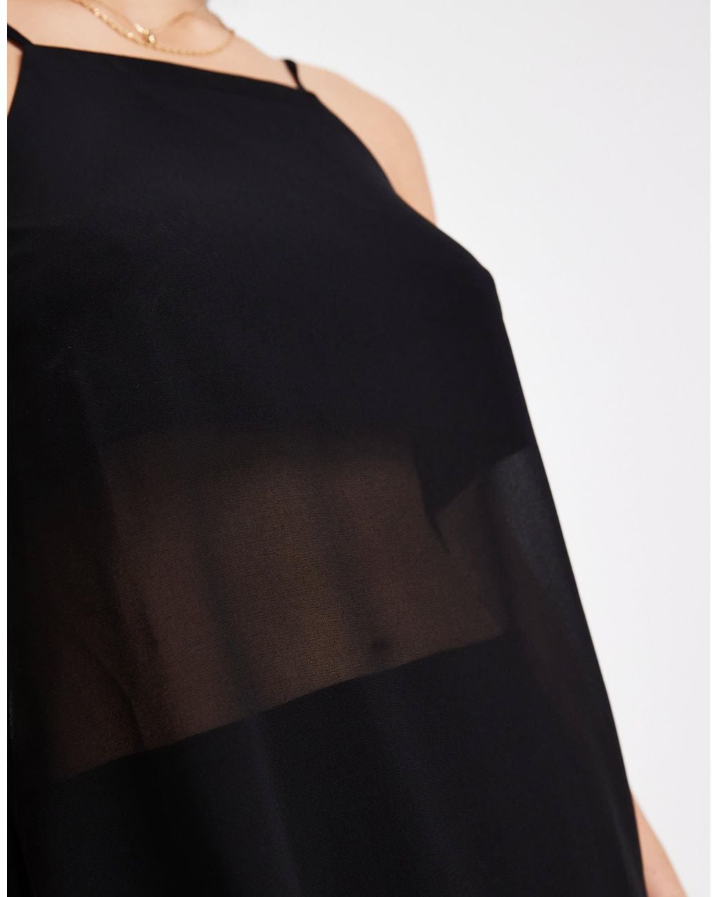 ASOS Black Chiffon Overlay Square Neck Cami