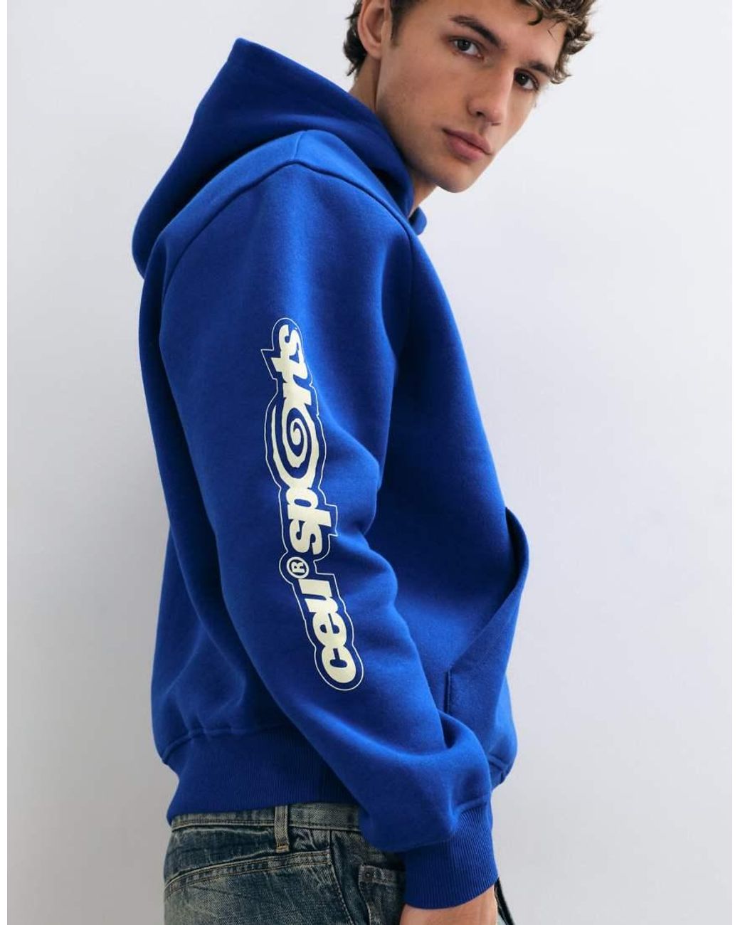 ASOS Blue Relaxed Boxy Hoodie With Print for men