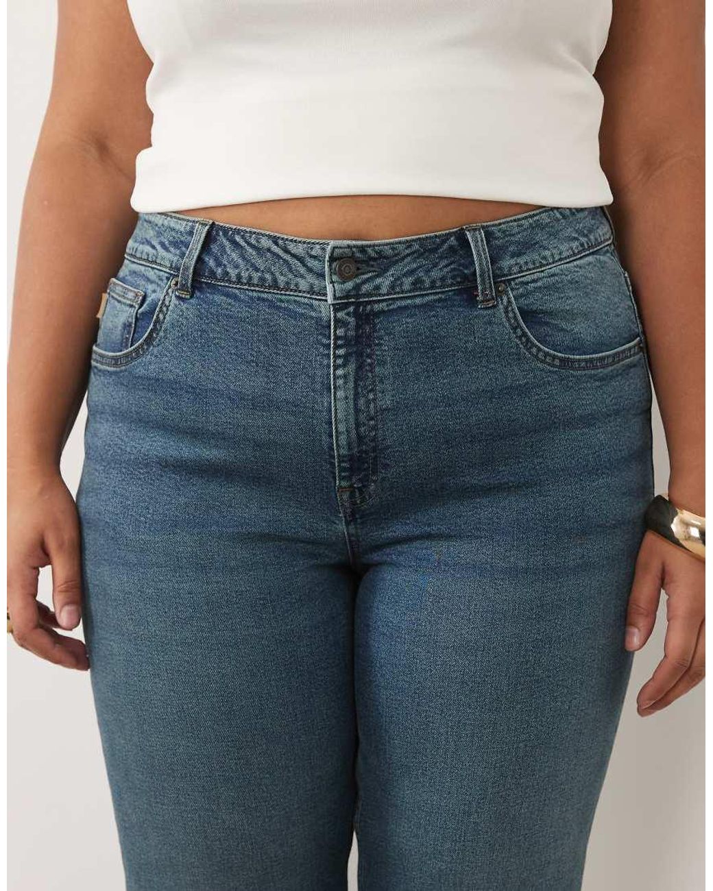 ASOS Blue Asos Design Curve Slim Fit Mom Jeans