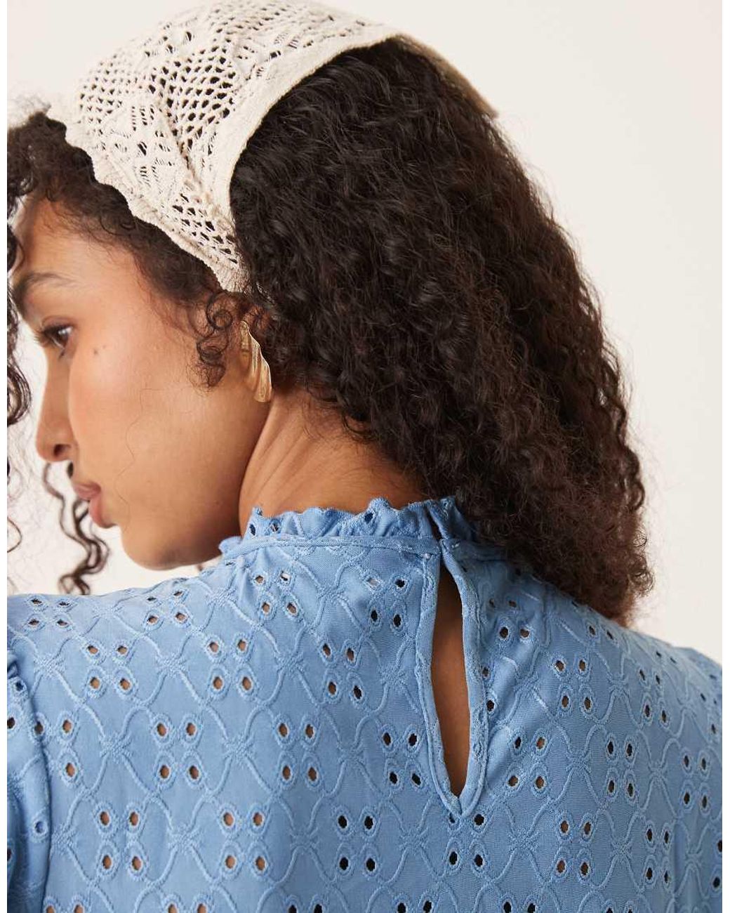 Vila Blue Broderie Jersey T-shirt