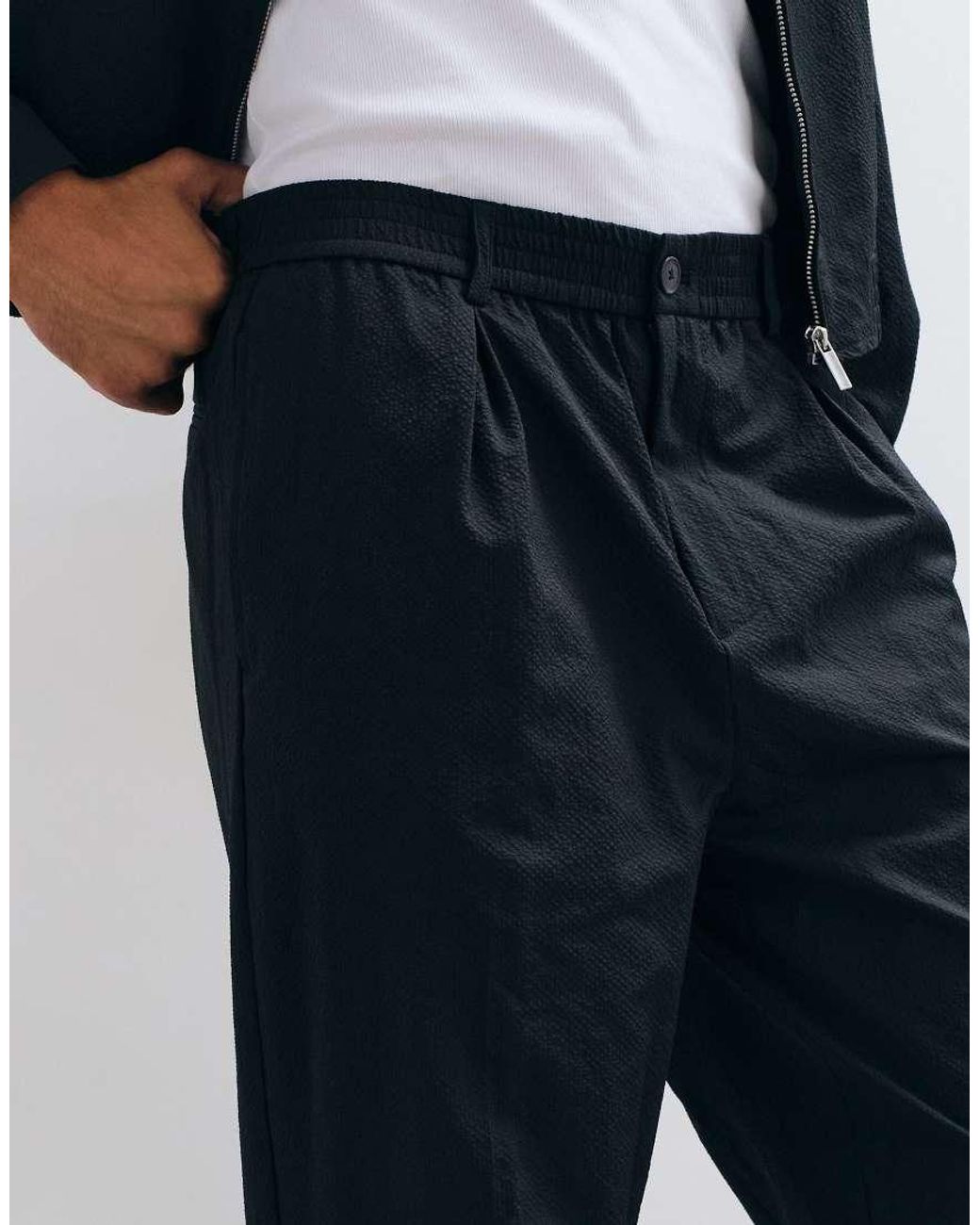 ASOS Blue Smart Carrot Fit Pants for men