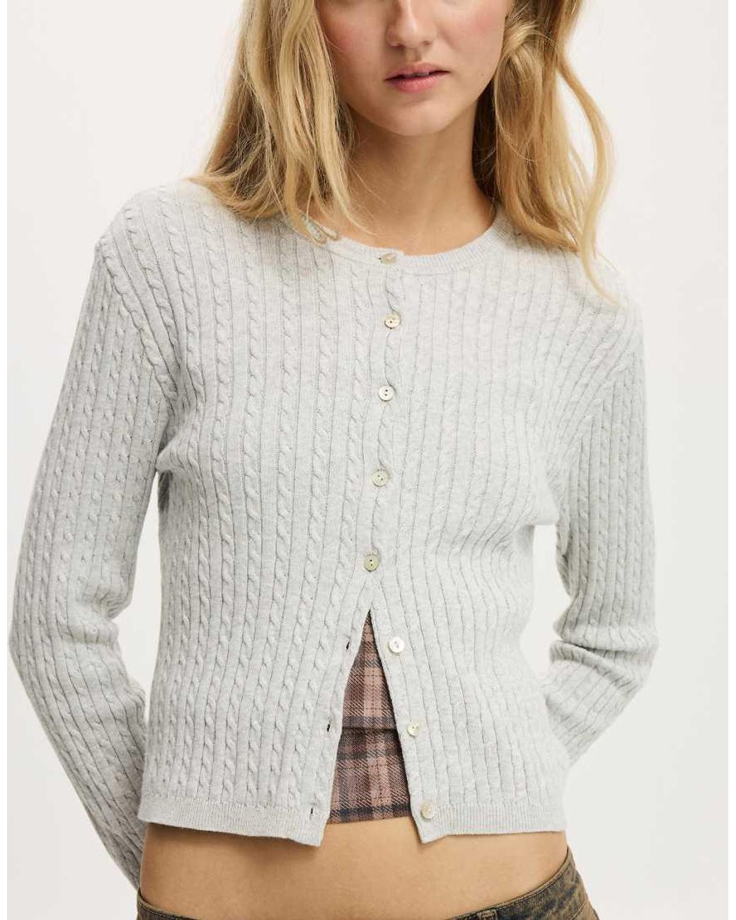Cotton On White Cotton Crew Neck Cardigan