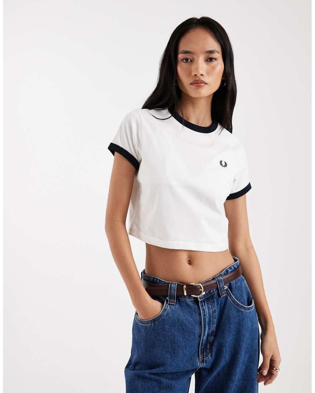 Fred Perry White Cropped Ringer T-shirt