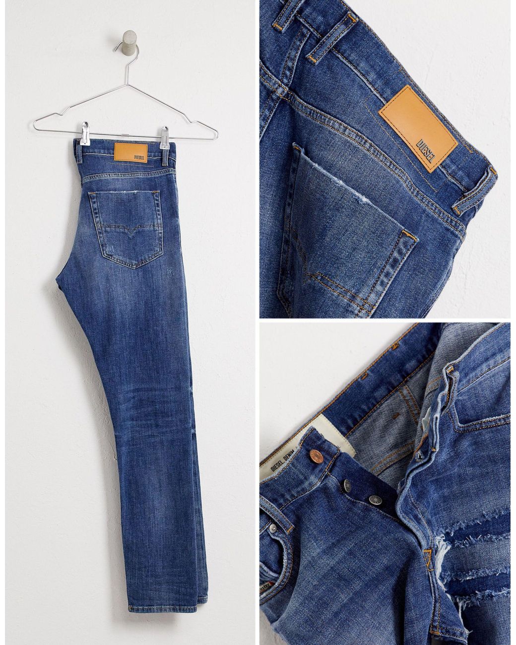 DIESEL Denim Tepphar X Slim Carrot Fit Rip And Repair Jeans in Blue for Men  | Lyst