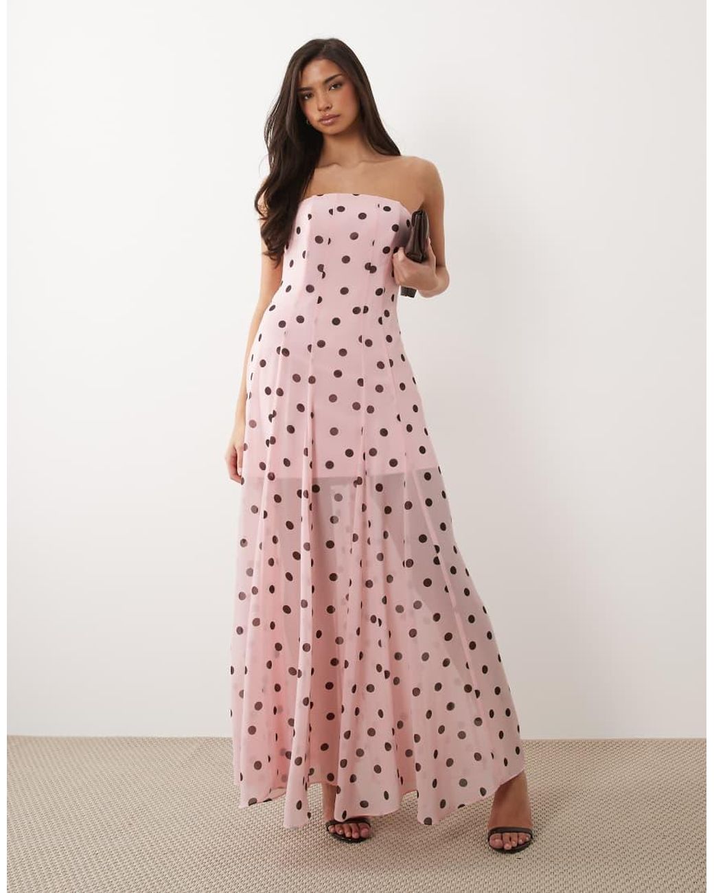 Forever New Pink Chiffon Bandeau Maxi Dress