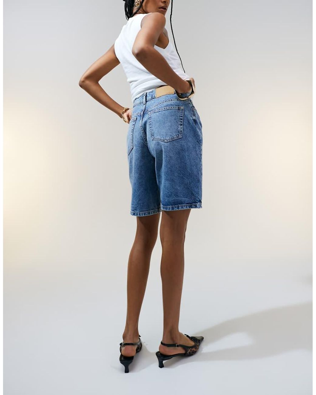 ASOS Blue Denim Bermuda Short On Midwash