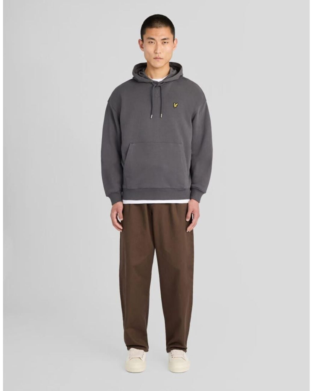 Lyle & Scott Gray Mid Layers Heavyweight Loopback Pullover Hoodie for men