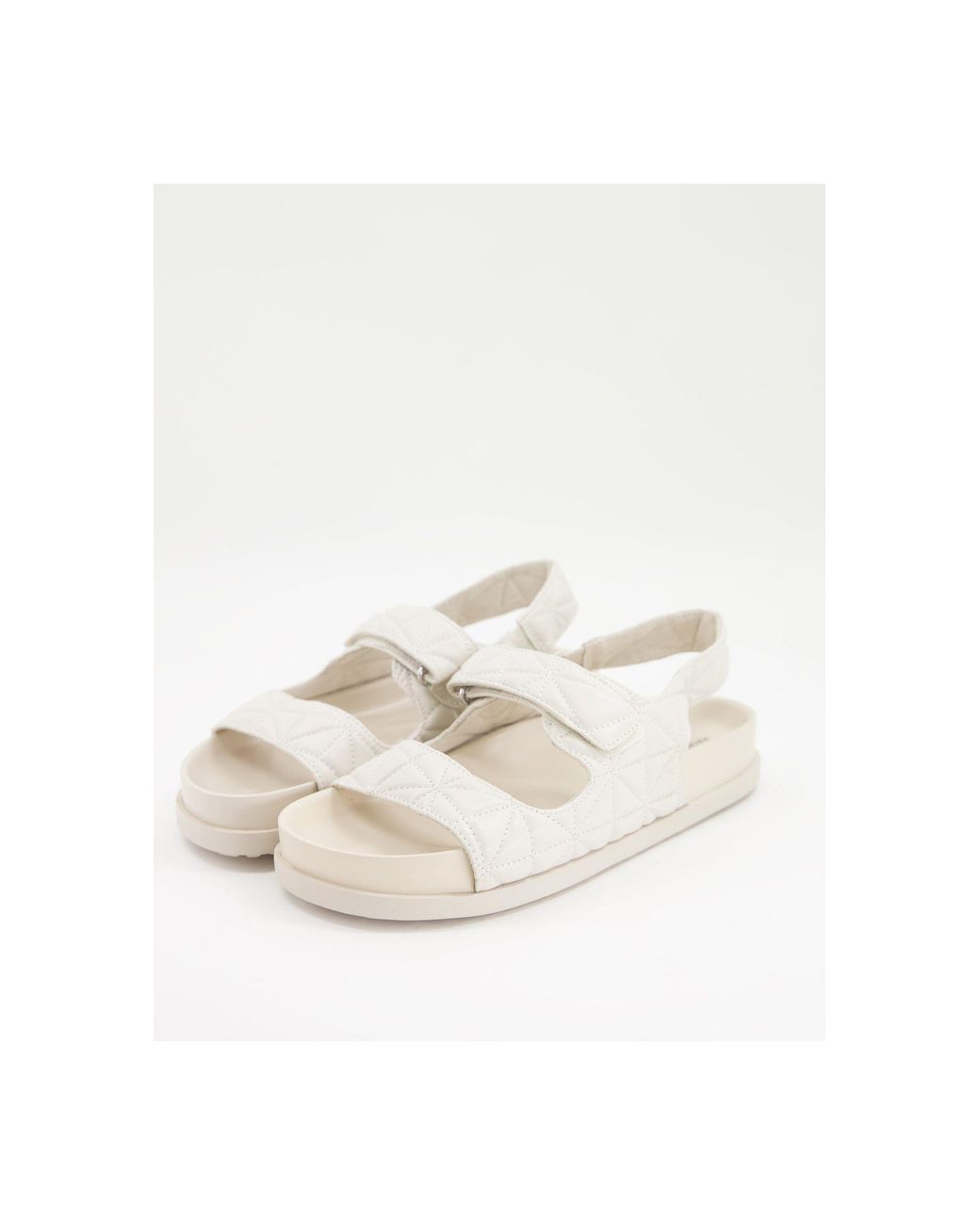 Pull&Bear Quilted Grandad Sandal in White | Lyst