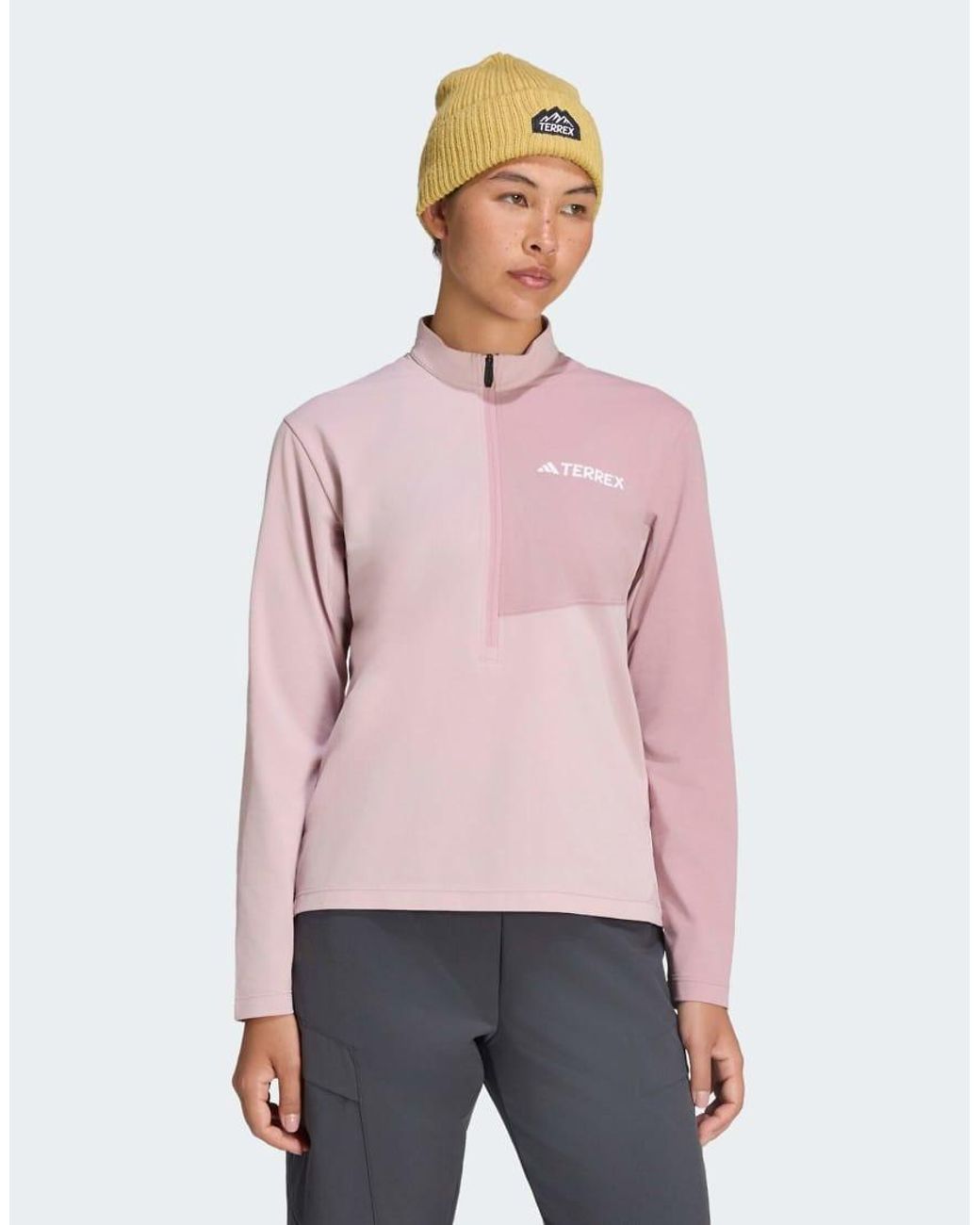 Adidas Originals Red Terrex Multi Climacool 1/2 Zip Long Sleeve Tee