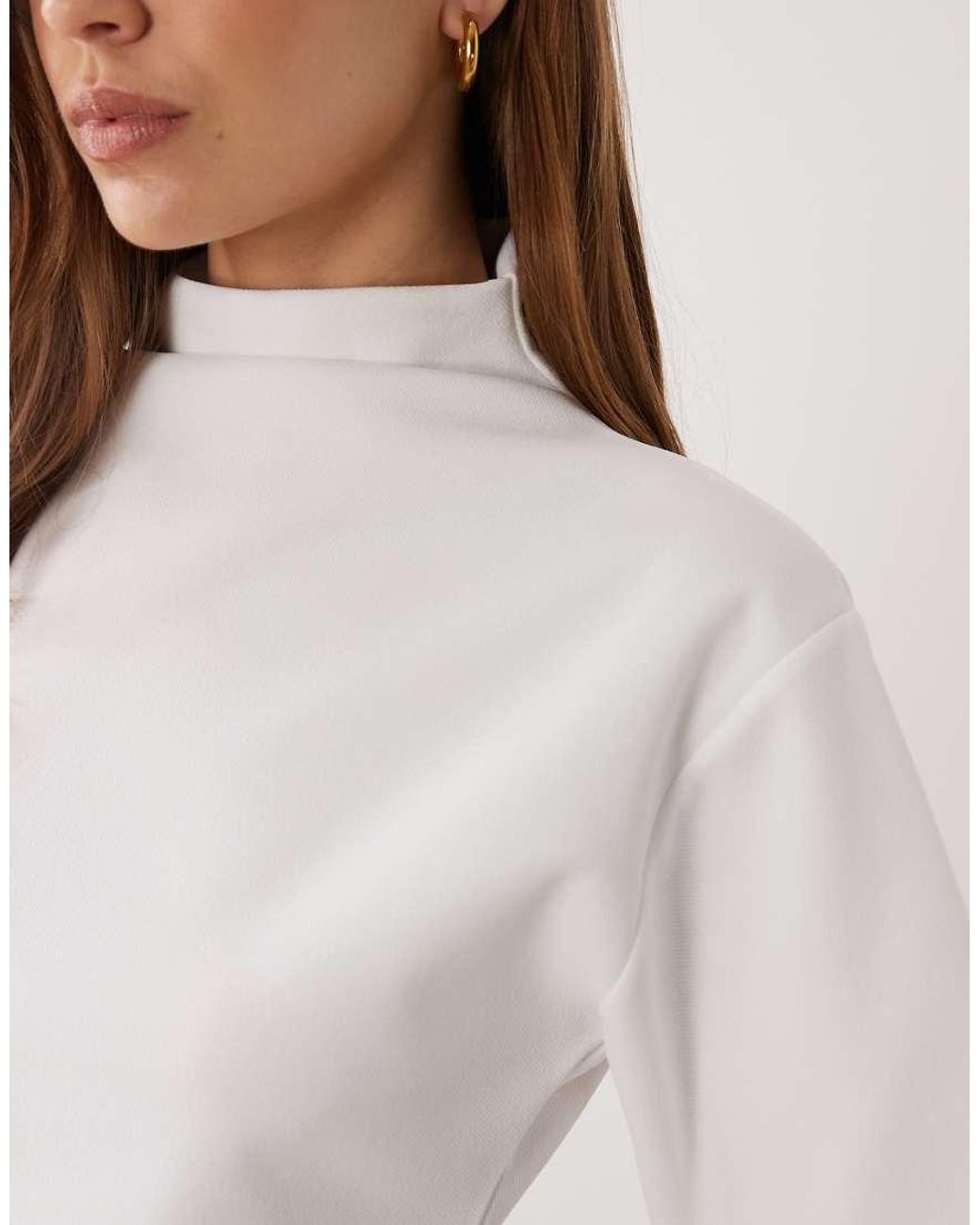 ASOS White Short Sleeve With High Neck Top