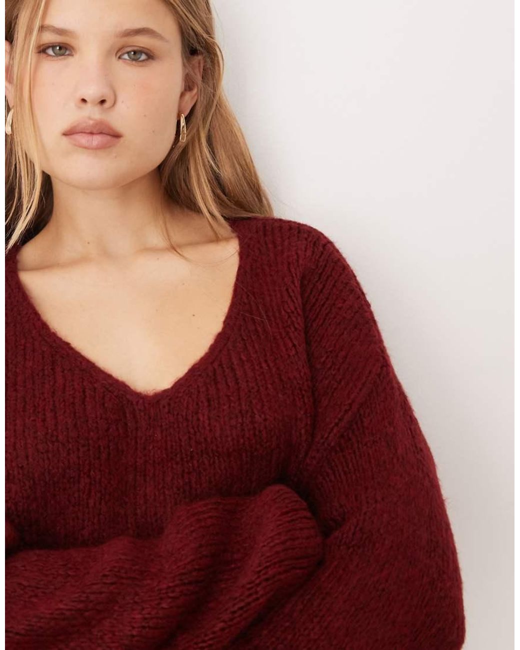 Jdy Red Oversized Reversible Knit Jumper