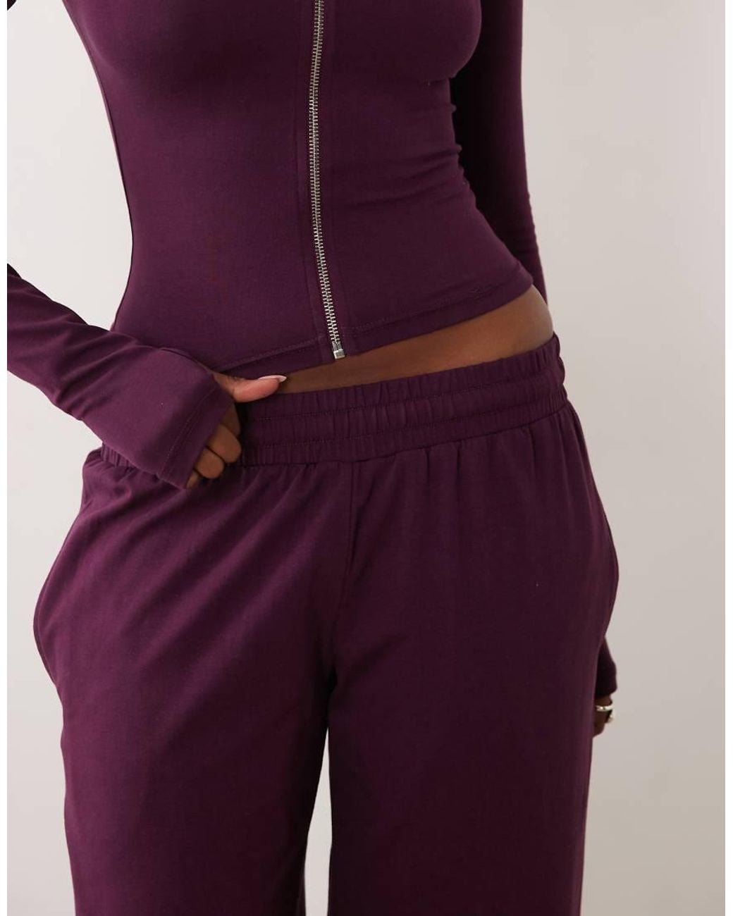 Kaiia Red Cotton Rich Soft Touch Wide Leg Joggers Co-Ord