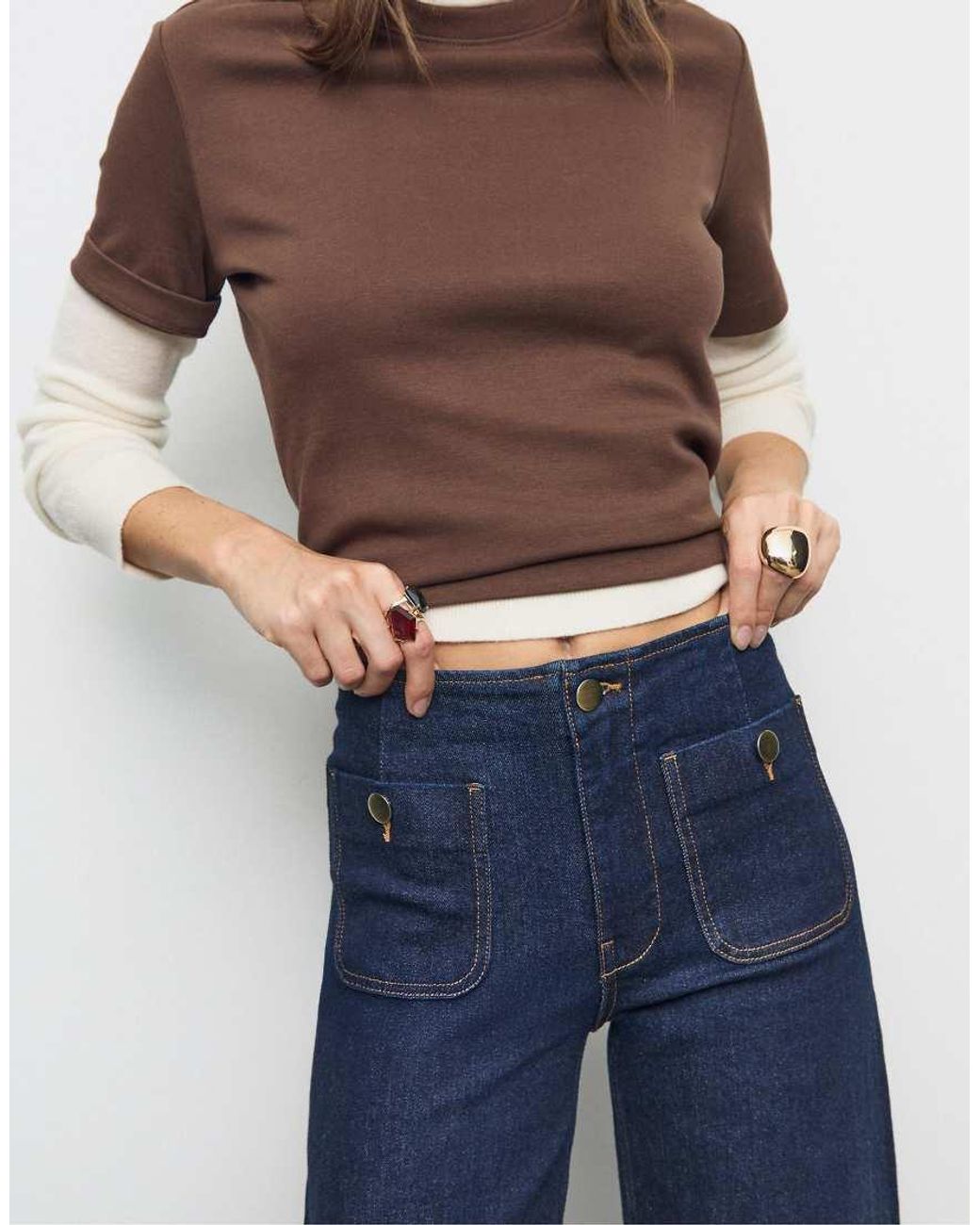 Stradivarius Blue D77 Minimalist Jeans With Pockets