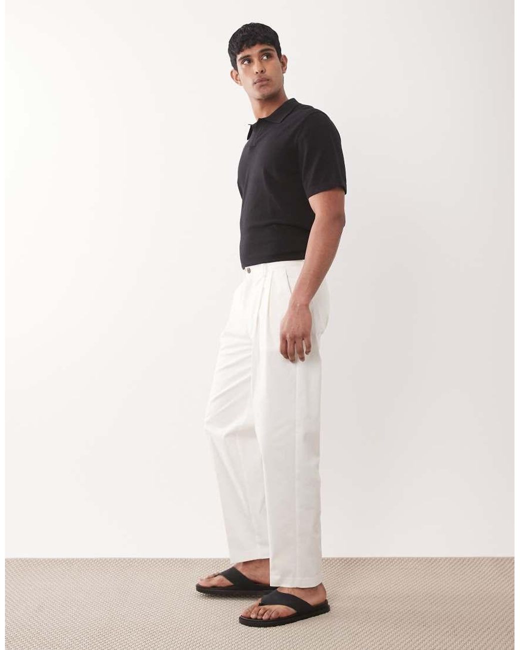ASOS White Tailored Cotton Rich Oversized Tapered Chino Pants for men