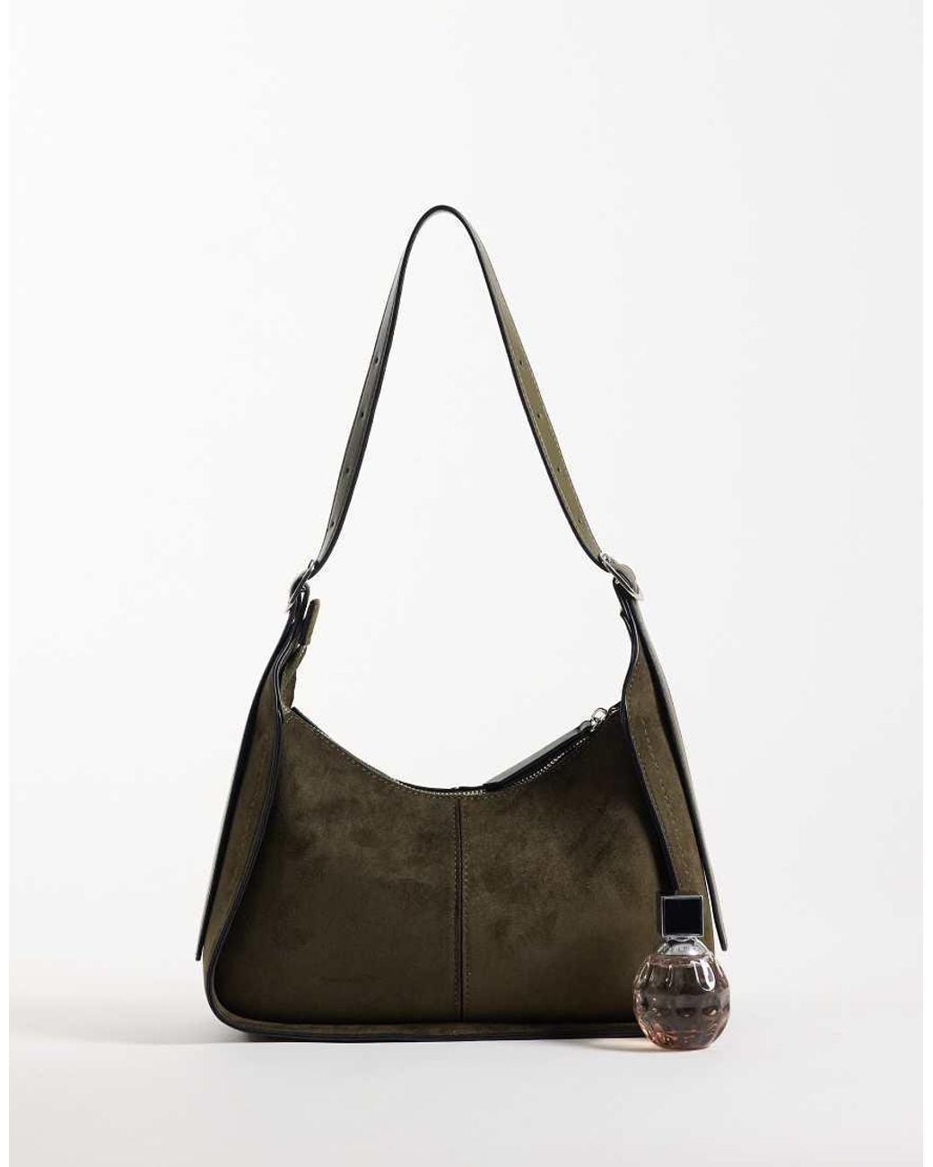 ASOS Green Faux Suede Belted Strap Shoulder Bag