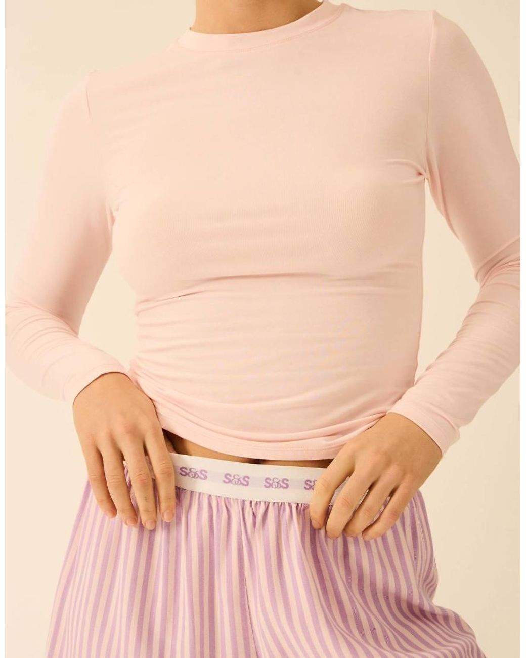 Stripe & Stare Pink Long Sleeve Under Layer Top
