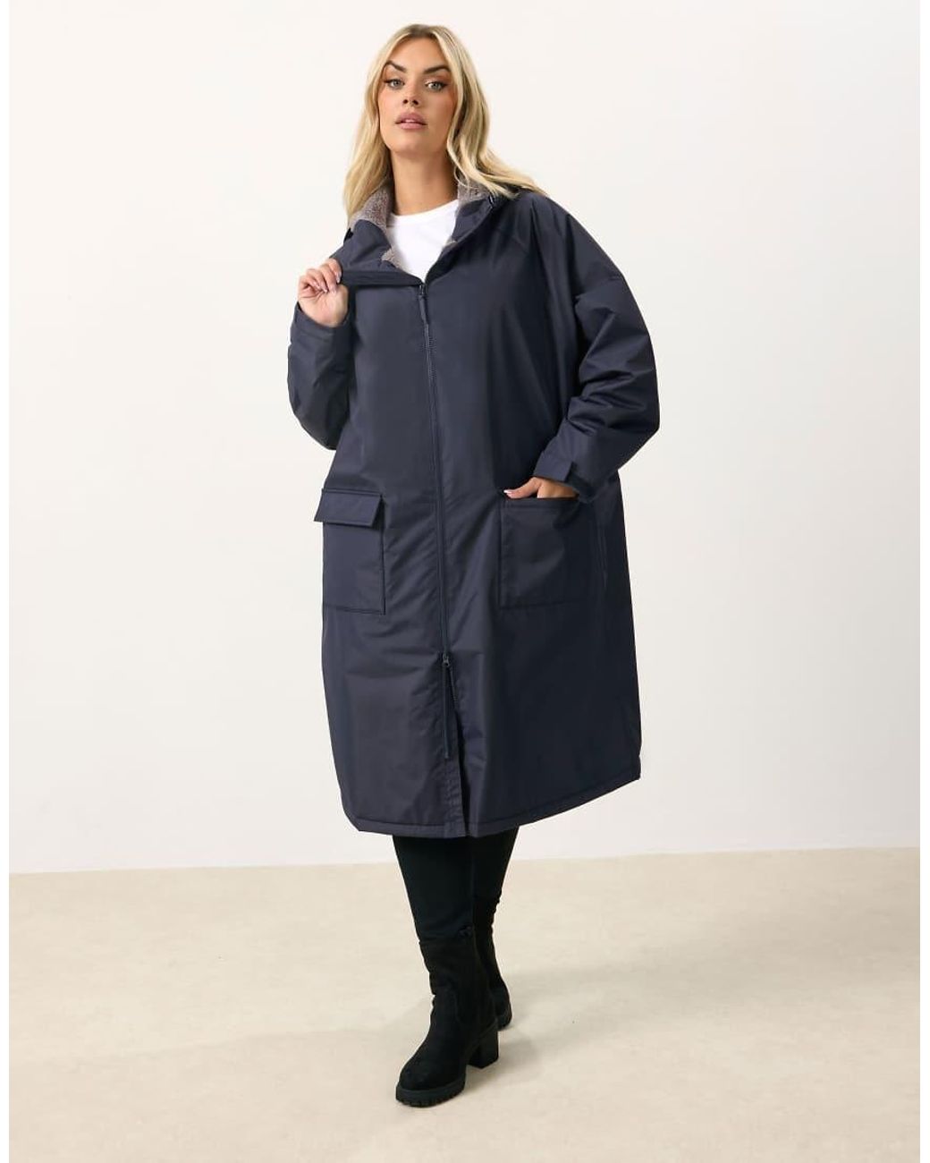 Yours Clothing Blue Waterproof Fleece Lined Robe