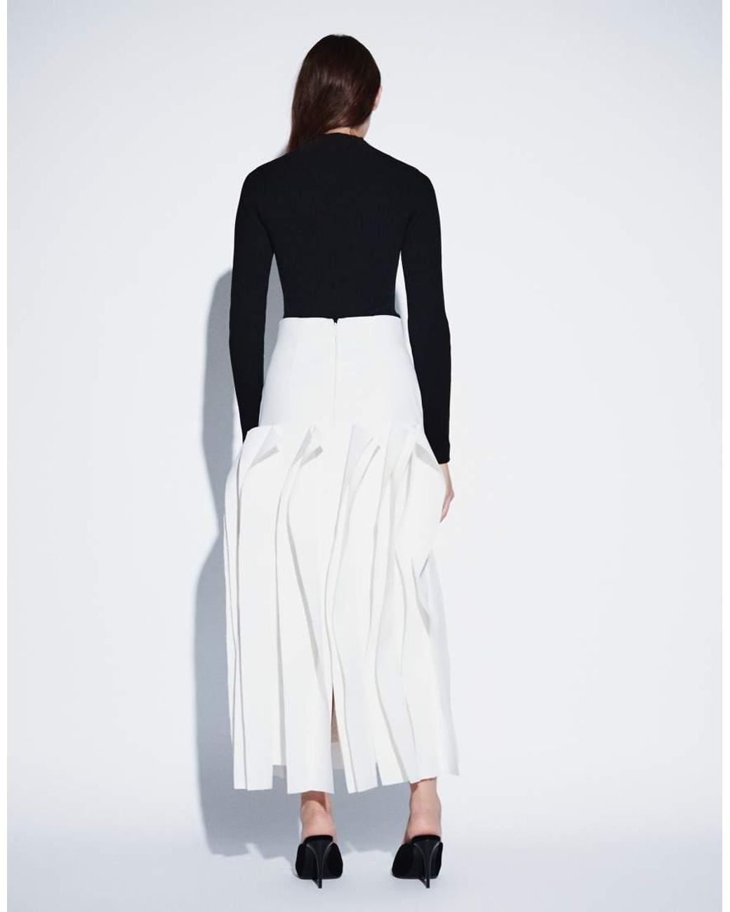 ARRANGE Blue Structured Midi Skirt With Ruffle Detail